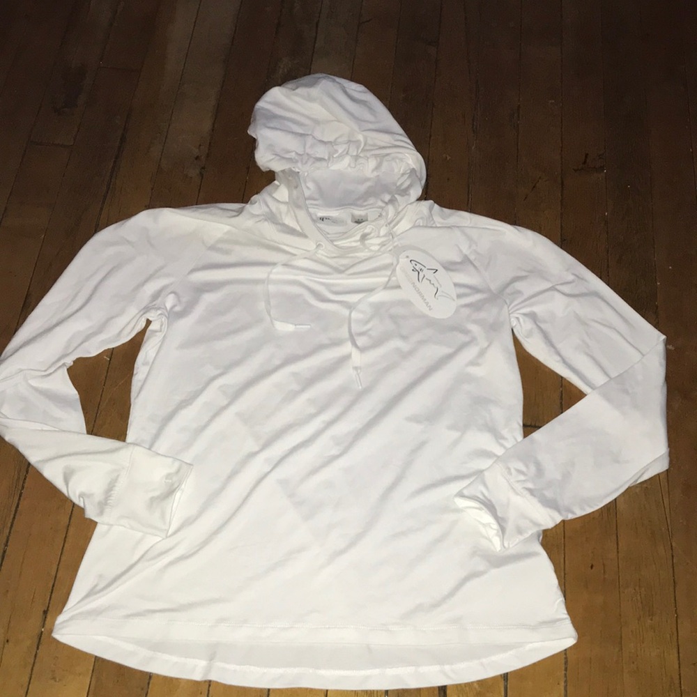 Greg Norman Collection White Hooded‎ Long Sleeve Pullover